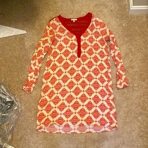 Patterned mini dress with lace back panel